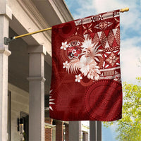 Tonga Ngatu Motifs Garden Flag With Coat Of Arms Red LT05 House Flag Red - Polynesian Pride