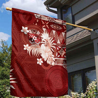 Tonga Ngatu Motifs Garden Flag With Coat Of Arms Red LT05 - Polynesian Pride