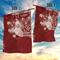 Tonga Ngatu Motifs Garden Flag With Coat Of Arms Red LT05 - Polynesian Pride