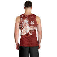 Tonga Ngatu Motifs Men Tank Top With Coat Of Arms Red LT05 - Polynesian Pride