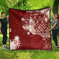 Tonga Ngatu Motifs Quilt With Coat Of Arms Red