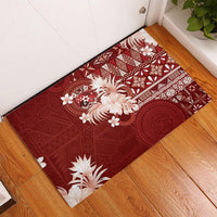 Tonga Ngatu Motifs Rubber Doormat With Coat Of Arms Red