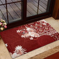 Tonga Ngatu Motifs Rubber Doormat With Coat Of Arms Red