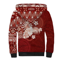 Tonga Ngatu Motifs Sherpa Hoodie With Coat Of Arms Red
