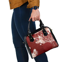 Tonga Ngatu Motifs Shoulder Handbag With Coat Of Arms Red