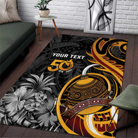 Personalised Papua New Guinea Area Rug Happy Independence Day LT05 Black - Polynesian Pride