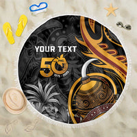 Personalised Papua New Guinea Beach Blanket Happy 50th Independence Anniversary - Polynesian Pride