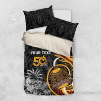 Personalised Papua New Guinea Bedding Set Happy 50th Independence Anniversary - Polynesian Pride