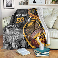 Personalised Papua New Guinea Blanket Happy Independence Day LT05 Black - Polynesian Pride