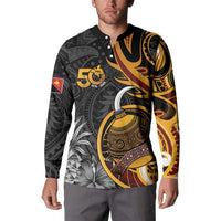 Personalised Papua New Guinea Button Sweatshirt Happy 50th Independence Anniversary - Polynesian Pride