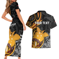 Personalised Papua New Guinea Couples Matching Short Sleeve Bodycon Dress and Hawaiian Shirt Happy Independence Day LT05 - Polynesian Pride
