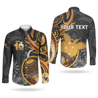 Personalised Papua New Guinea Couples Matching Tank Maxi Dress and Long Sleeve Button Shirt Happy Independence Day LT05 - Polynesian Pride