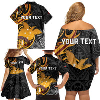Personalised Papua New Guinea Family Matching Off Shoulder Short Dress and Hawaiian Shirt Happy 50th Independence Anniversary - Polynesian Pride