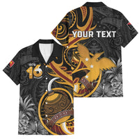 Personalised Papua New Guinea Family Matching Off Shoulder Short Dress and Hawaiian Shirt Happy Independence Day LT05 Dad's Shirt - Short Sleeve Black - Polynesian Pride