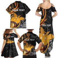Personalised Papua New Guinea Family Matching Summer Maxi Dress and Hawaiian Shirt Happy Independence Day LT05 Mom's Dress Black - Polynesian Pride
