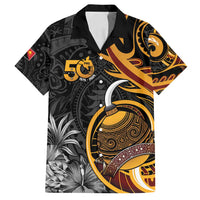 Personalised Papua New Guinea Family Matching Summer Maxi Dress and Hawaiian Shirt Happy Independence Day LT05 Dad's Shirt - Short Sleeve Black - Polynesian Pride