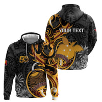 Personalised Papua New Guinea Hoodie Happy Independence Day LT05 Zip Hoodie Black - Polynesian Pride