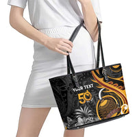 Personalised Papua New Guinea Leather Tote Bag Happy Independence Day LT05 - Polynesian Pride