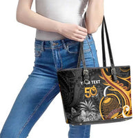 Personalised Papua New Guinea Leather Tote Bag Happy Independence Day LT05 - Polynesian Pride
