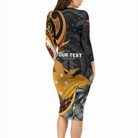 Personalised Papua New Guinea Long Sleeve Bodycon Dress Happy Independence Day LT05 - Polynesian Pride