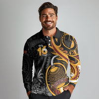 Personalised Papua New Guinea Long Sleeve Polo Shirt Happy Independence Day LT05 - Polynesian Pride