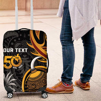 Personalised Papua New Guinea Luggage Cover Happy Independence Day LT05 Black - Polynesian Pride