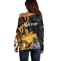 Personalised Papua New Guinea Off Shoulder Sweater Happy Independence Day LT05 - Polynesian Pride