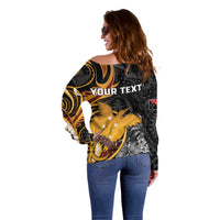 Personalised Papua New Guinea Off Shoulder Sweater Happy Independence Day LT05 - Polynesian Pride