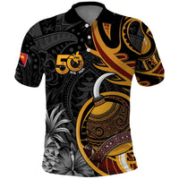 Personalised Papua New Guinea Polo Shirt Happy Independence Day LT05 Black - Polynesian Pride