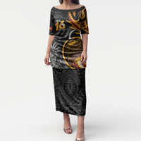 Personalised Papua New Guinea Puletasi Happy Independence Day LT05 Long Dress Black - Polynesian Pride