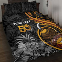Personalised Papua New Guinea Quilt Bed Set Happy Independence Day LT05 Black - Polynesian Pride