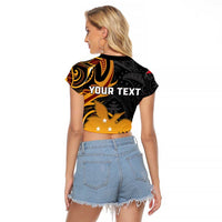 Personalised Papua New Guinea Raglan Cropped T Shirt Happy Independence Day LT05 - Polynesian Pride