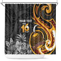 Personalised Papua New Guinea Shower Curtain Happy Independence Day LT05 Black - Polynesian Pride