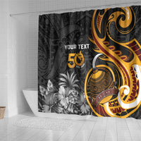 Personalised Papua New Guinea Shower Curtain Happy 50th Independence Anniversary - Polynesian Pride