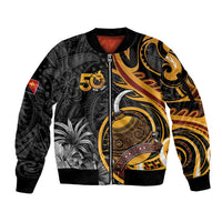Personalised Papua New Guinea Sleeve Zip Bomber Jacket Happy 50th Independence Anniversary - Polynesian Pride