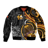 Personalised Papua New Guinea Sleeve Zip Bomber Jacket Happy Independence Day LT05 Unisex Black - Polynesian Pride