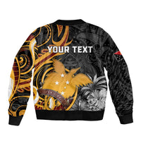 Personalised Papua New Guinea Sleeve Zip Bomber Jacket Happy 50th Independence Anniversary - Polynesian Pride