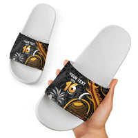 Personalised Papua New Guinea Slide Sandals Happy Independence Day LT05 - Polynesian Pride