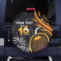Personalised Papua New Guinea Spare Tire Cover Happy Independence Day LT05 No hole Black - Polynesian Pride