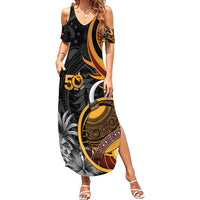 Personalised Papua New Guinea Summer Maxi Dress Happy Independence Day LT05 Women Black - Polynesian Pride