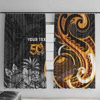 Personalised Papua New Guinea Window Curtain Happy Independence Day LT05 With Hooks Black - Polynesian Pride
