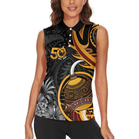 Personalised Papua New Guinea Women Sleeveless Polo Shirt Happy 50th Independence Anniversary - Polynesian Pride