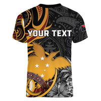 Personalised Papua New Guinea Women V-Neck T-Shirt Happy Independence Day LT05 - Polynesian Pride