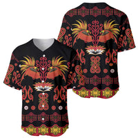 Papua Batik Motif Baseball Jersey Papua Spirit Black Version - Polynesian Pride
