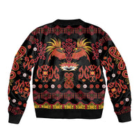 Papua Batik Motif Bomber Jacket Papua Spirit Black Version - Polynesian Pride