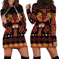 Papua Batik Motif Hoodie Dress Papua Spirit Black Version - Polynesian Pride