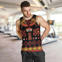 Papua Batik Motif Men Tank Top Papua Spirit Black Version - Polynesian Pride