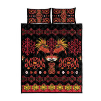 Papua Batik Motif Quilt Bed Set Papua Spirit Black Version - Polynesian Pride