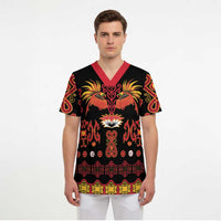 Papua Batik Motif Scrub Top Papua Spirit Black Version - Polynesian Pride