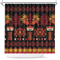 Papua Batik Motif Shower Curtain Papua Spirit Black Version - Polynesian Pride